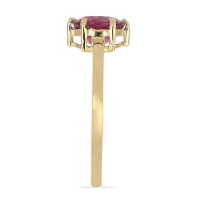 BUY STERLING SILVER GOLD PLATED NATURAL GLASS FILLED RUBY GEMSTONE RING